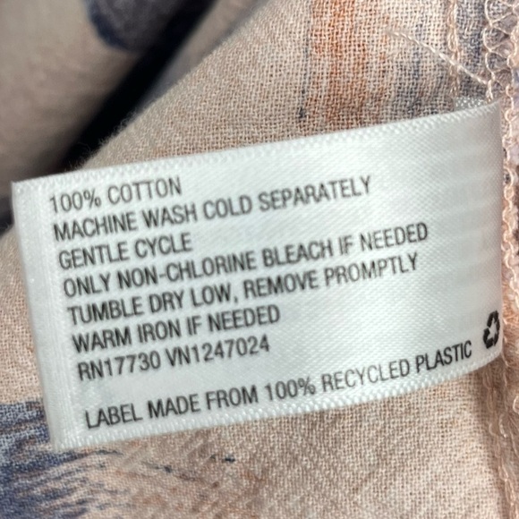 Universal Thread 100% cotton puff sleeve peach & blue midi dress, small. - Picture 10 of 10